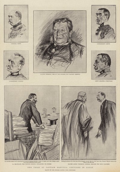 The Trial of Captain Dreyfus at Rennes, Sketches in Court by Charles Paul Renouard